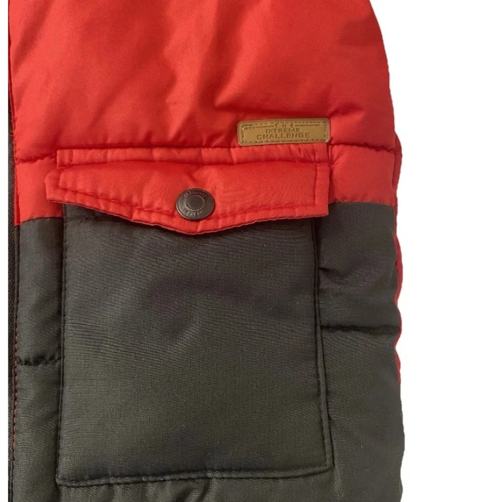 iXtreme‎ Puffer Jacket Kids 12M Red Black Hooded Fleece Lined Winter Coat